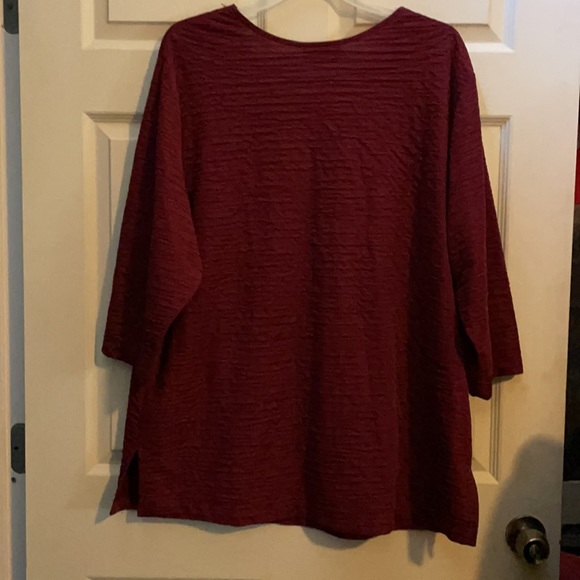 EUC ⭐️NEVER WORN!⭐️Special Thyme Ltd Maroon Textured Long sleeve Top, Sz 3x - Picture 4 of 5